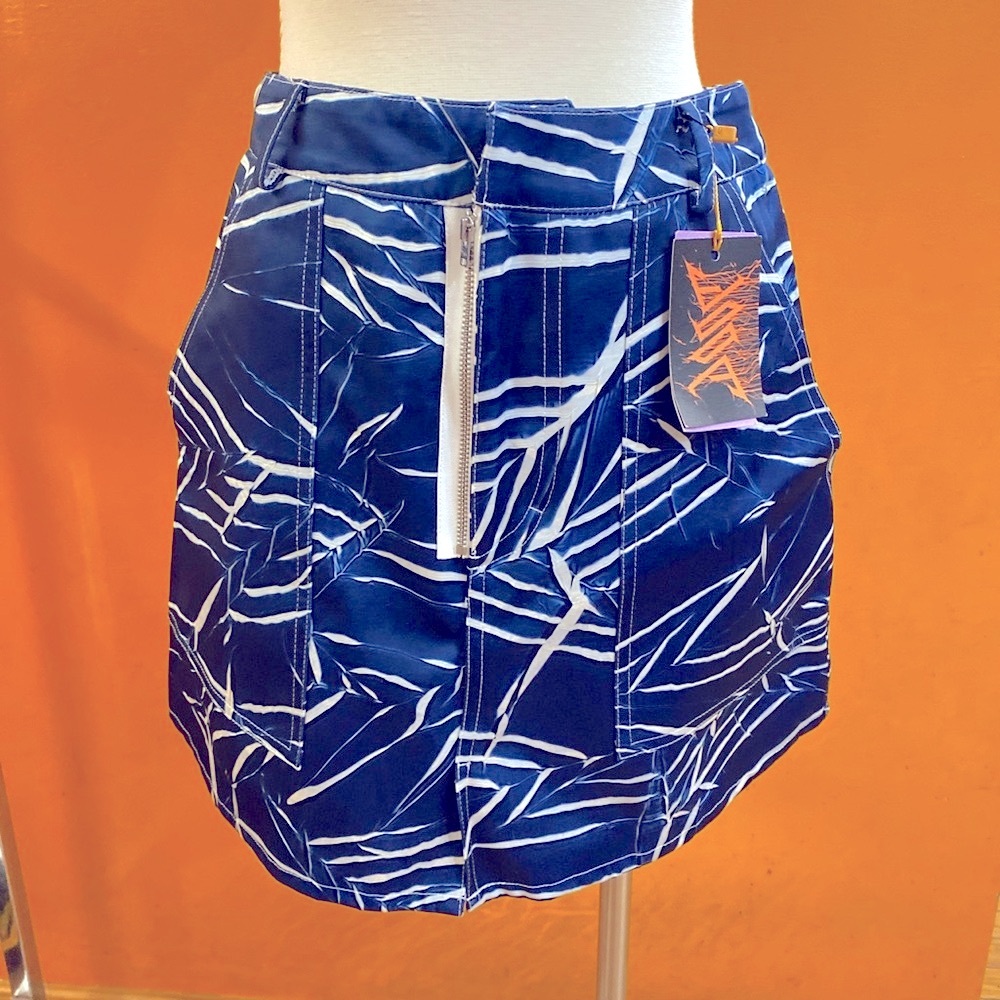 Techwear/cyberpunk Doom 3k SeaPunk blue Batik Skirt Small